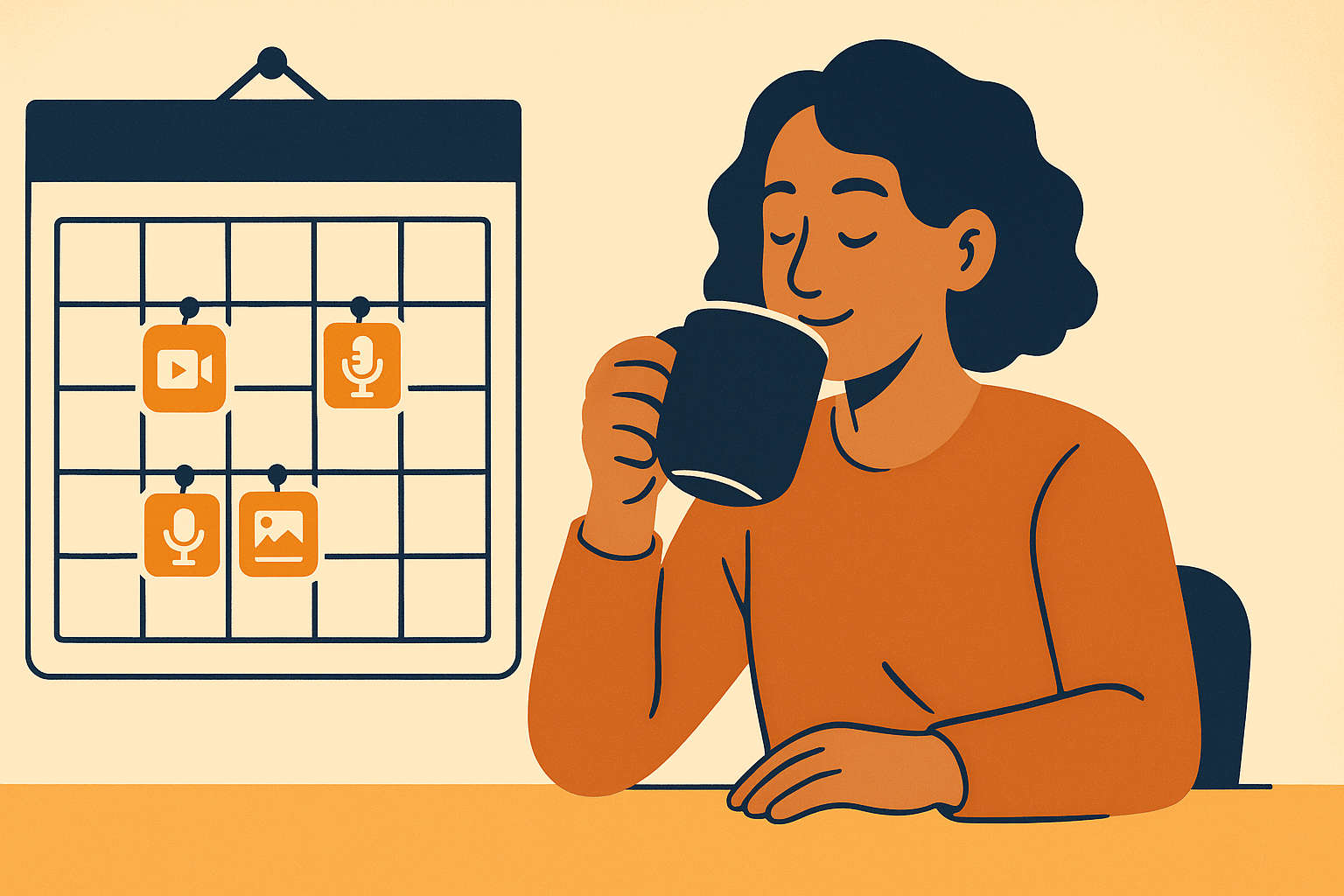 Illustration of a tidy content calendar with product days