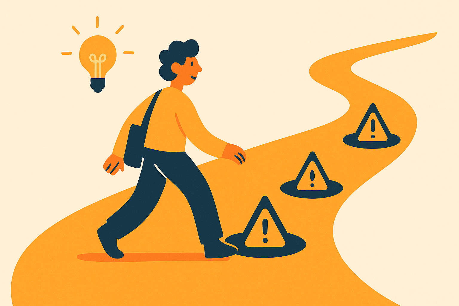 Illustration of a creator stepping around hidden pitfalls