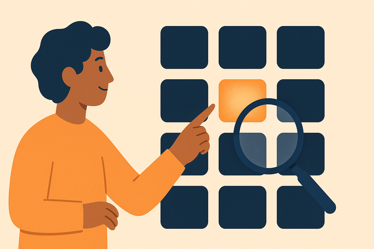 Illustration of a creator selecting a niche from options