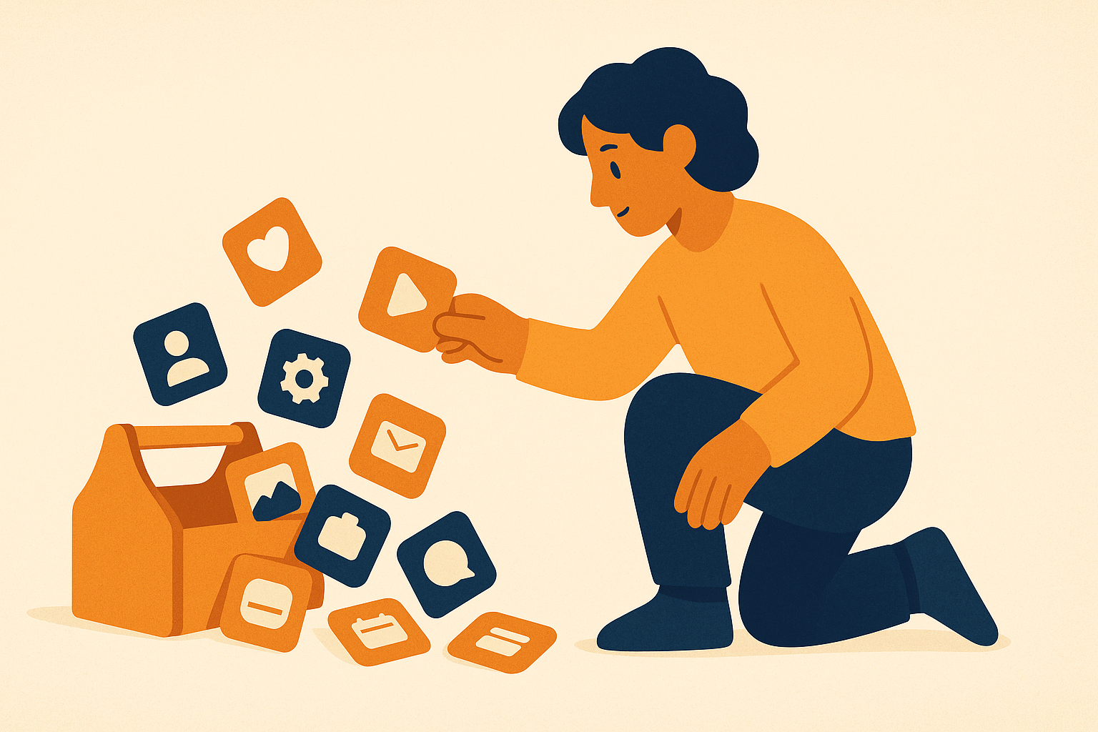 Illustration of a tidy toolkit for creators