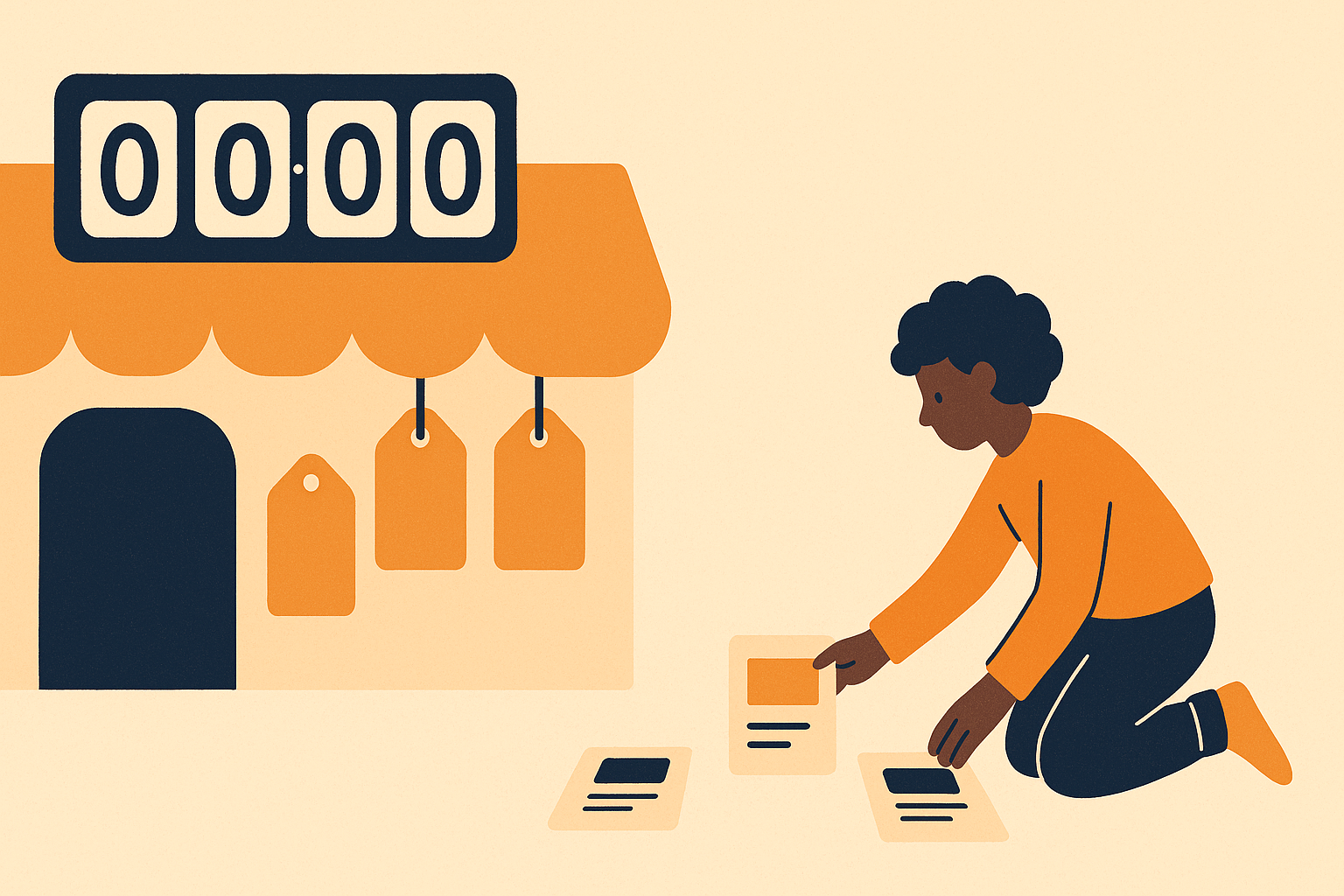 Illustration of a creator prepping for a big sale day