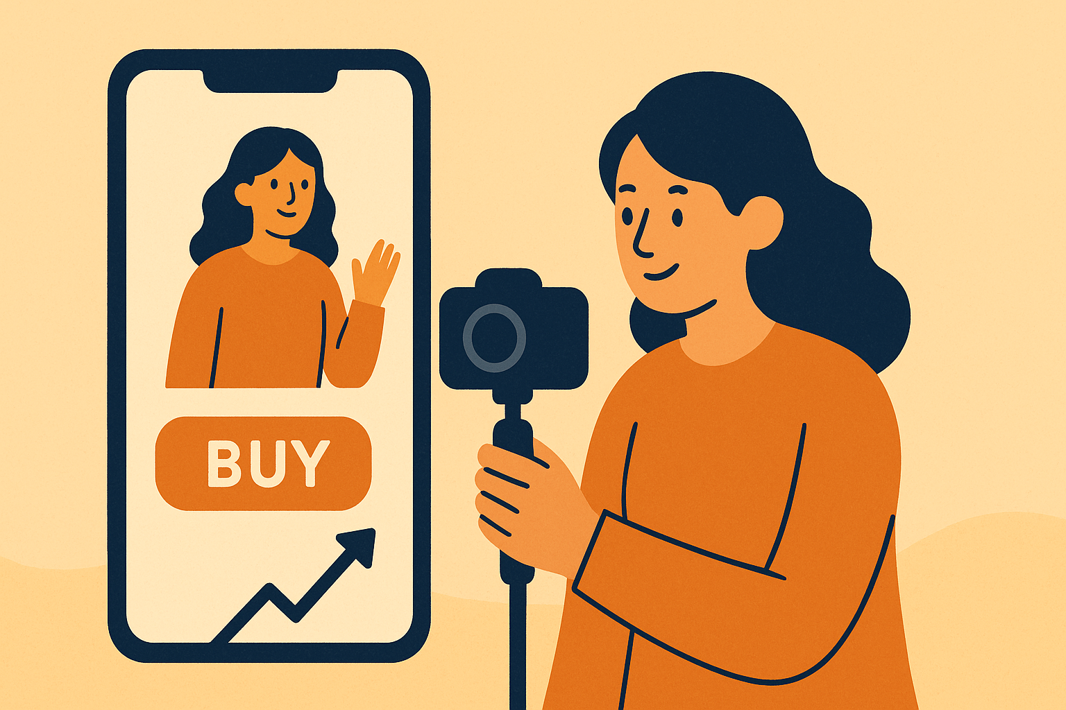Illustration of a shoppable video with a buy button