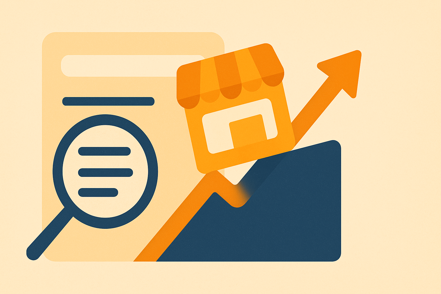 Illustration of a storefront rising in search results