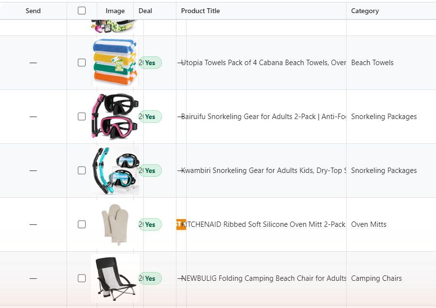 The Deal Filters tab with results after clicking Search Deals