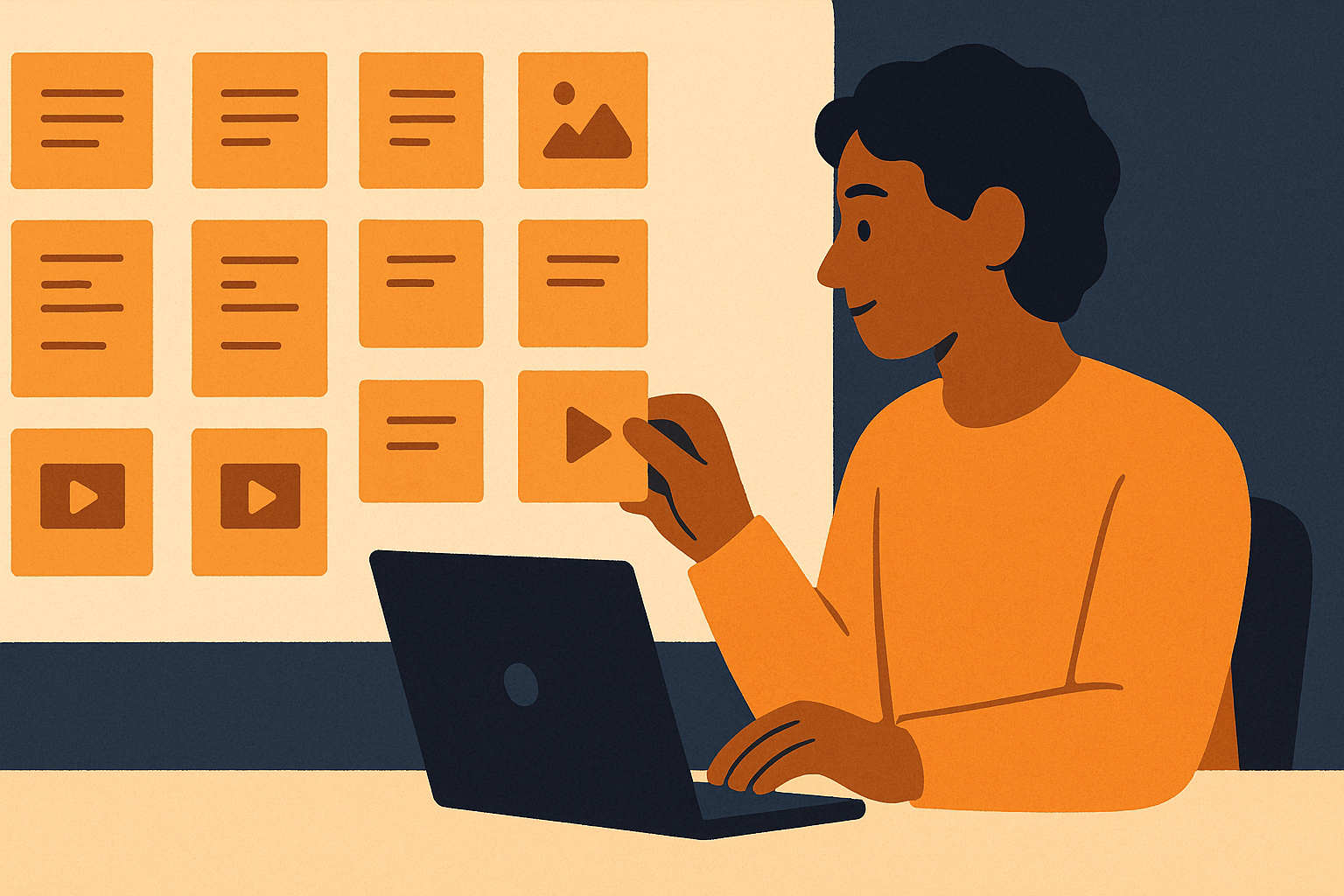Illustration of grouped content tasks
