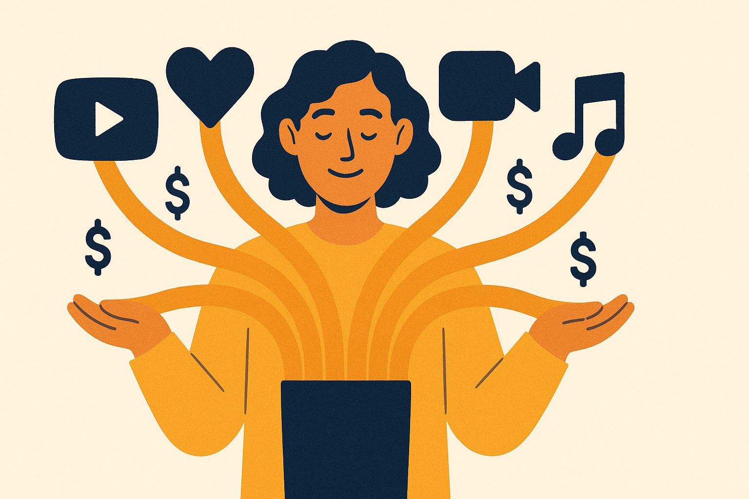 Illustration of income streams from multiple sources