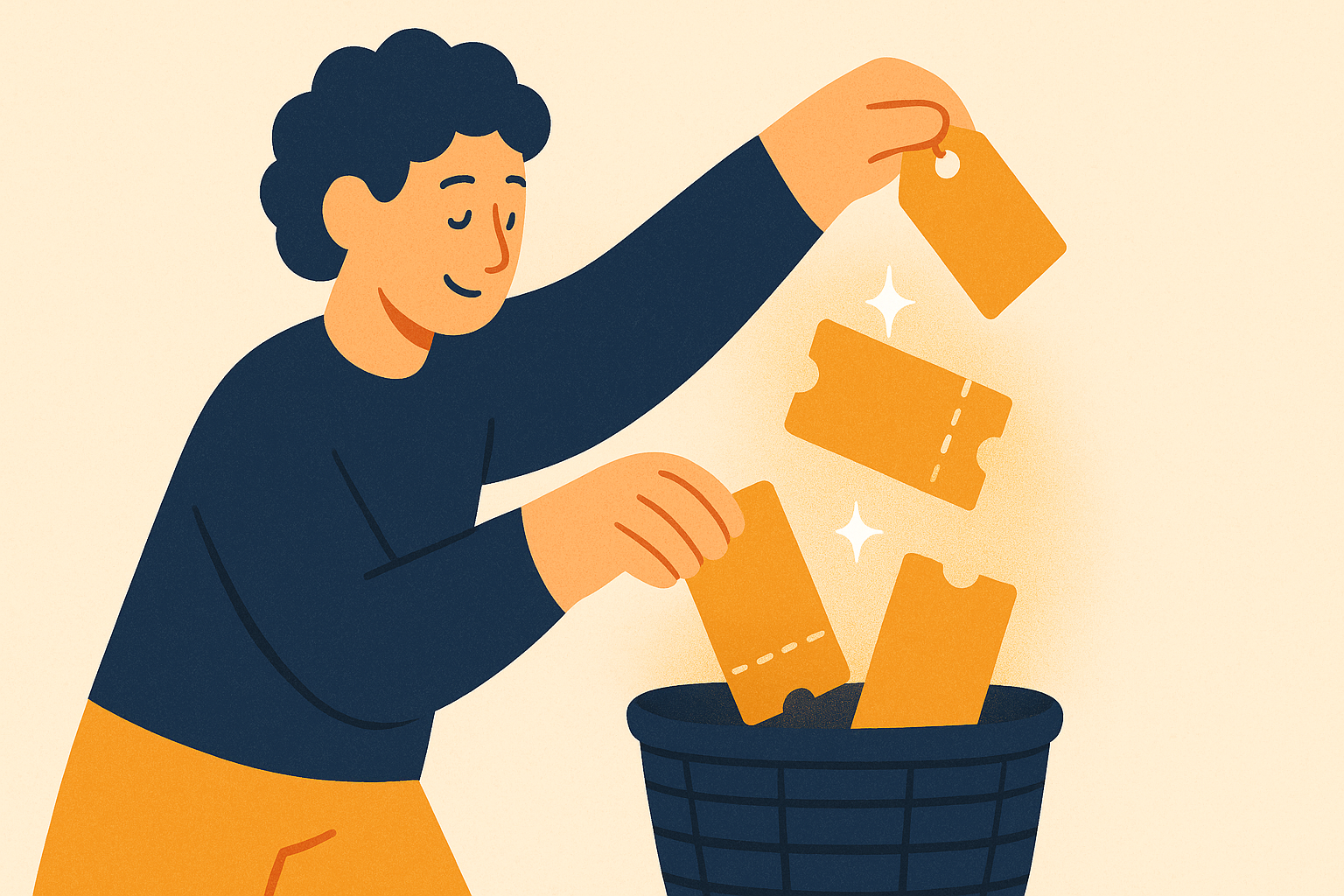 Illustration of coupons and codes being collected