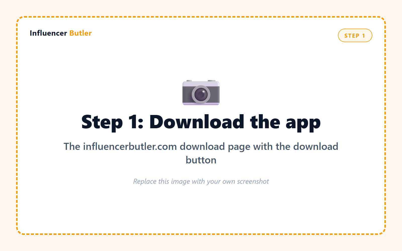 Cowork prompt: open influencerbutler.com/go/download in a browser and take a screenshot of the download page with the download button visible