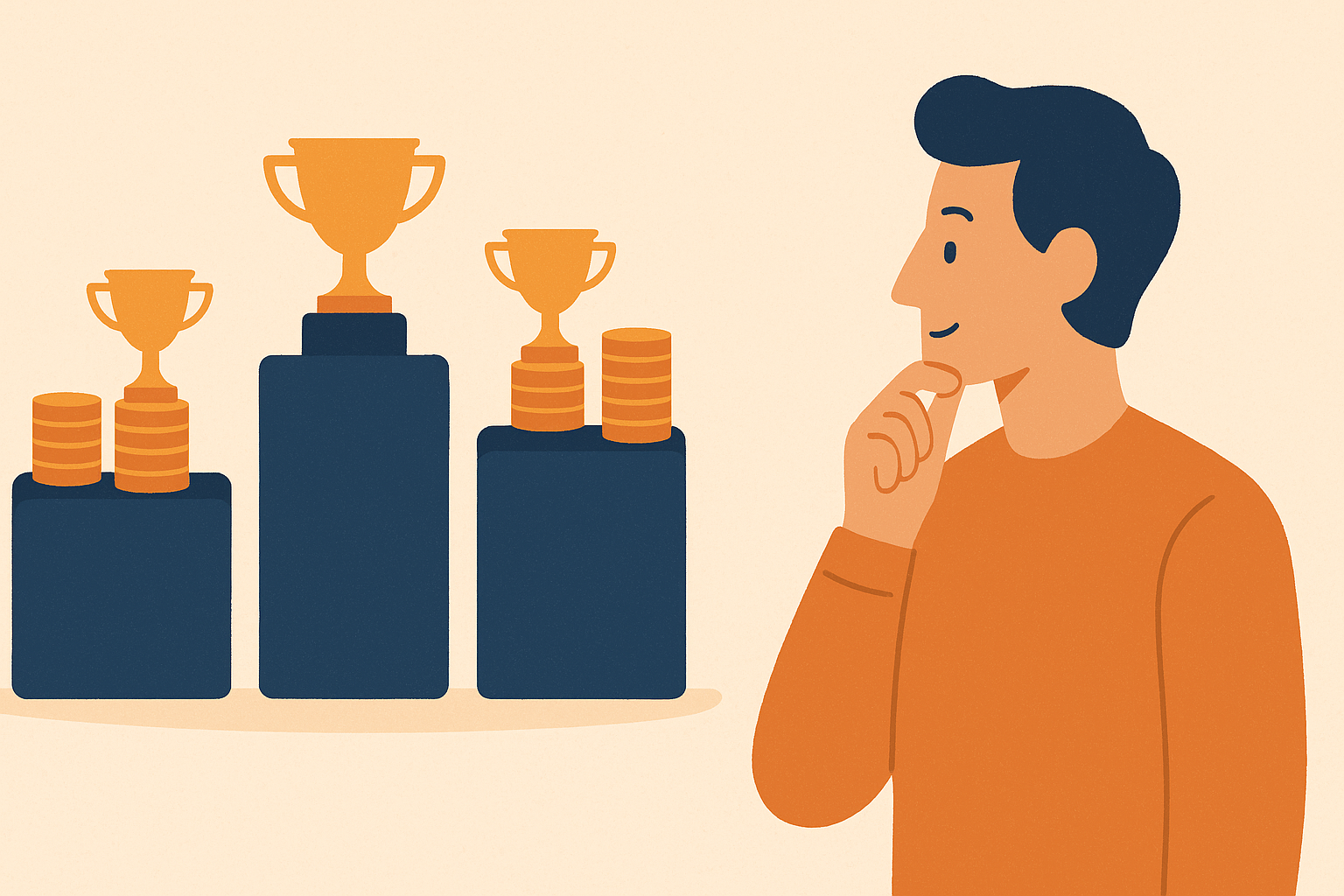 Illustration of category podiums with trophies