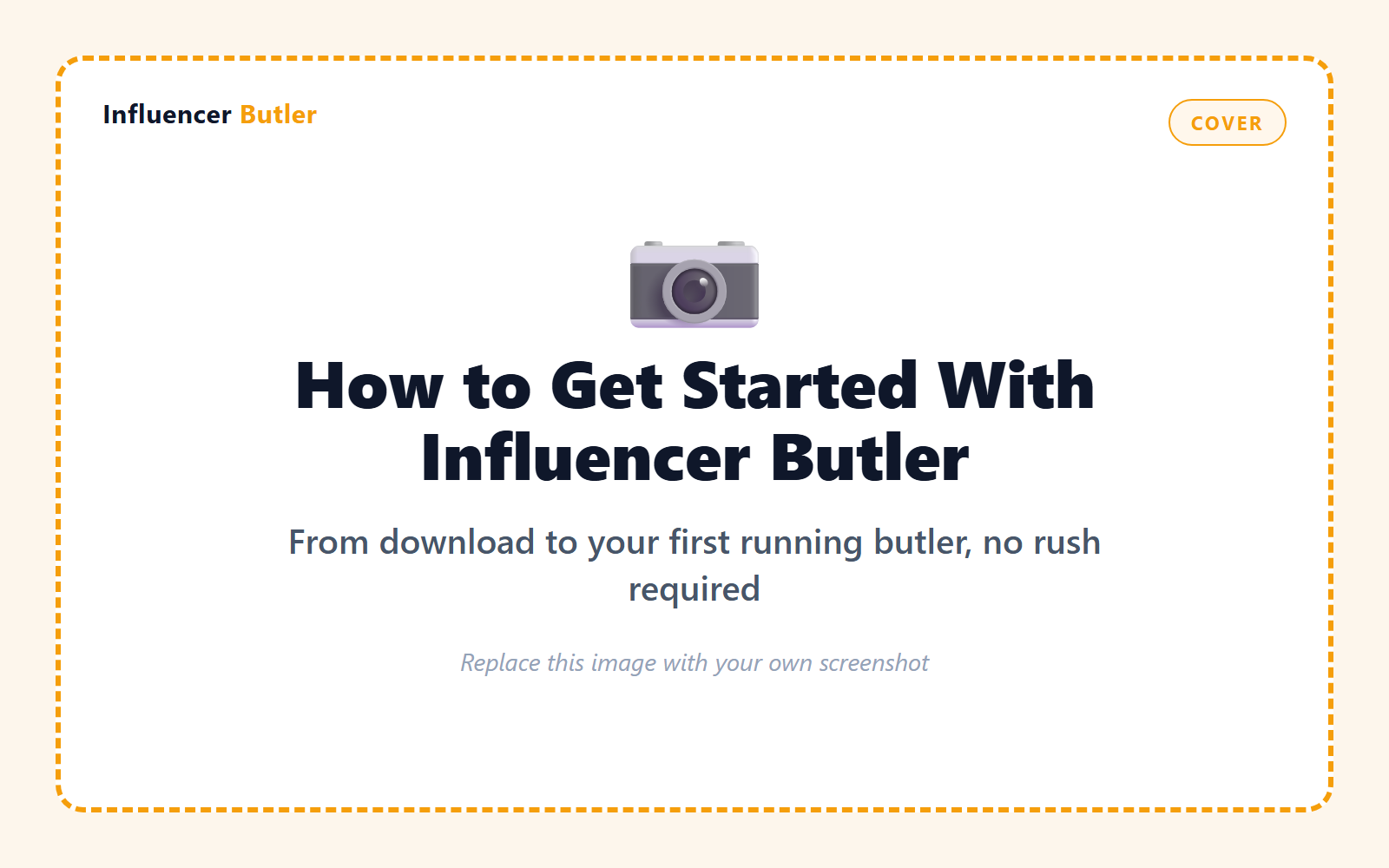 Branded card showing the setup steps for Influencer Butler