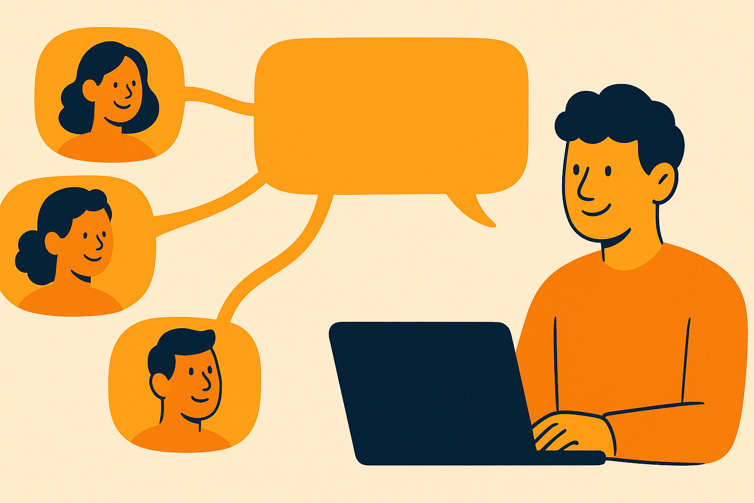 Illustration of warm comment threads connecting people