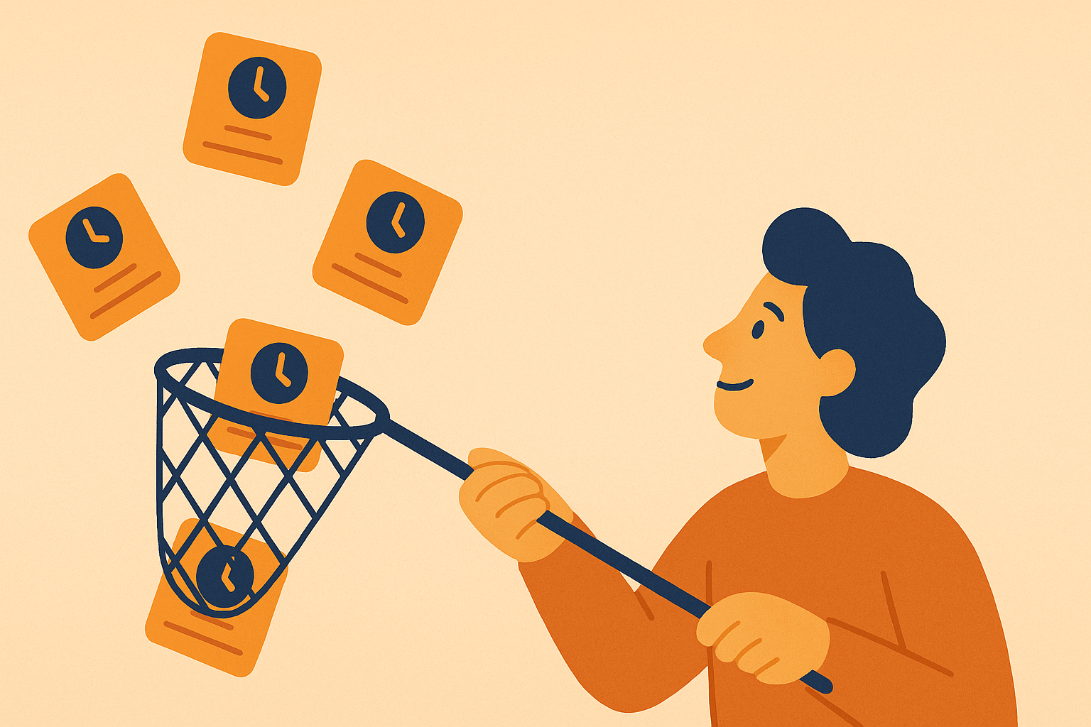 Illustration of deadline reminders being caught