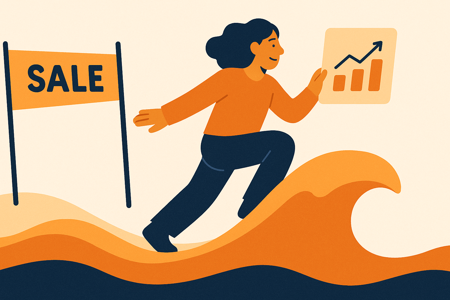 Illustration of momentum continuing after a big sale event