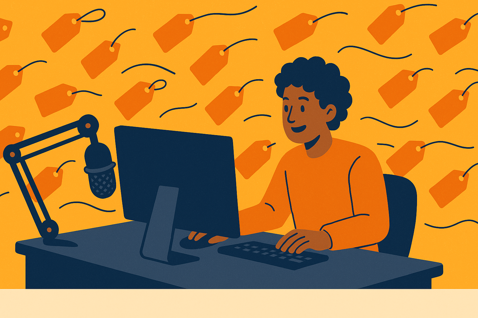 Illustration of a creator ready for a big sale event