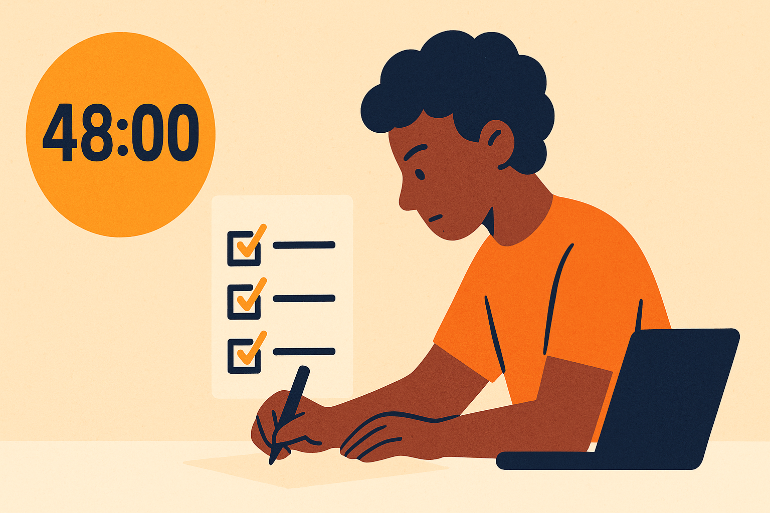 Illustration of a 48-hour countdown checklist before a sale