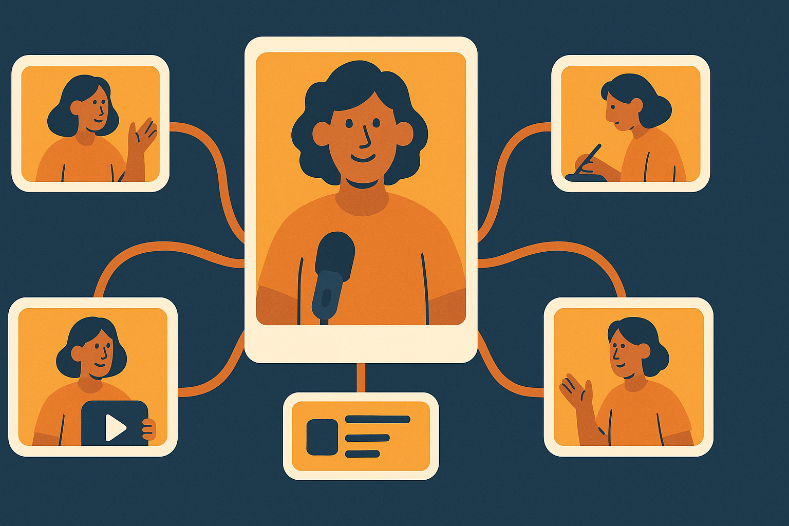 Illustration of one video splitting to many platforms