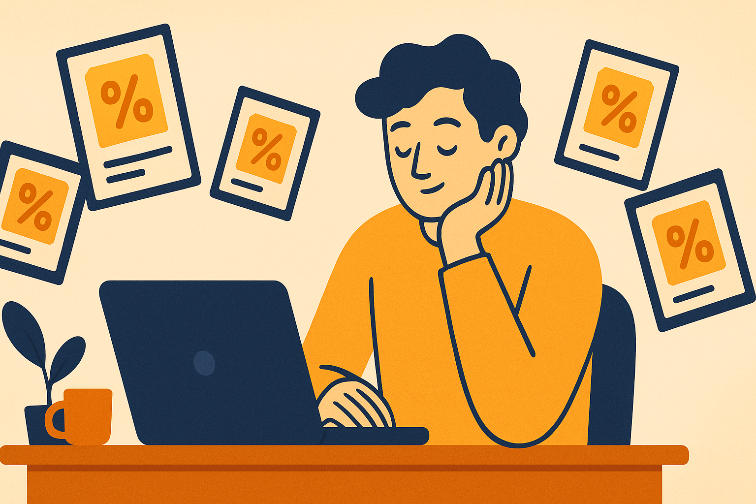 Illustration of a calm creator with automated deals