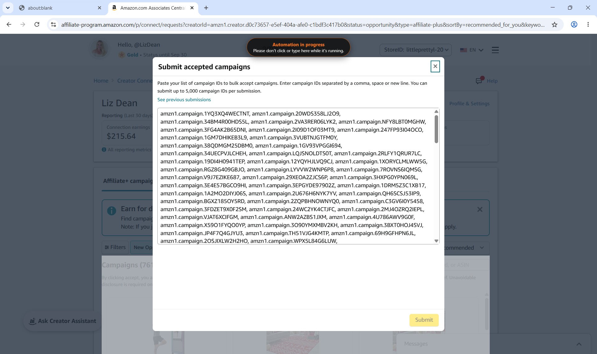 CC Check: every ASIN pulled from the page in a clean list