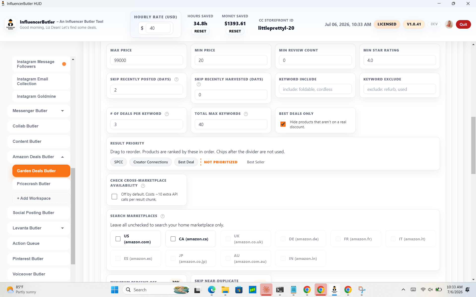 Deals Butler: filter deals by category, price drop, and keyword
