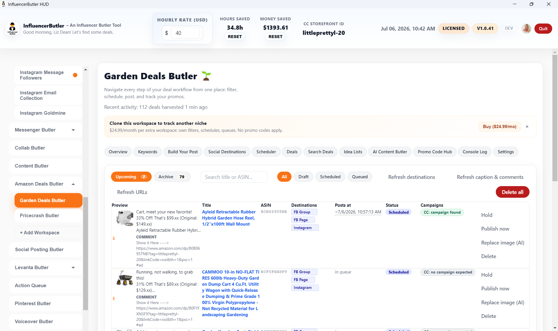 Deals Butler: per-country marketplace links and promo-code injection